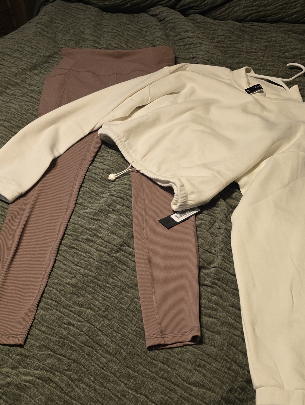 Set Ribbed High-Rise Leggings in Dusty Mauve & Top New With Tags S/m